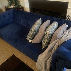 Tufted Royal Blue Couch 