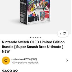 NINTENDO SWITCH Super Smash Bros. Ultimate Edition System Used Once