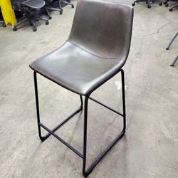 (x4) Unbranded Grey PU Leather-Look Counter Stools