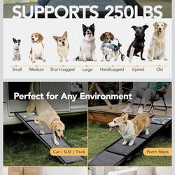 NEW Dog Ramp 71'' X-Long & 17.2" Wide Folding Dog Ramp Non-Slip Rug 250lbs