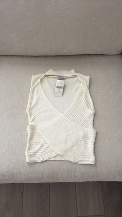 Fashion Nova White Ribbed Knit Wrap Crop Top M