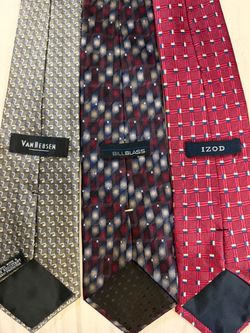 Lot of 3 Men's 100% Silk Dress Ties – Van Heusen, Bill Blass, IZOD