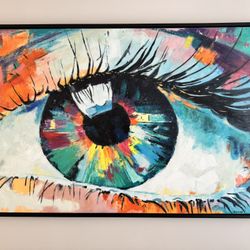 Colorful Abstract Eye Painting – Modern Framed Wall Art