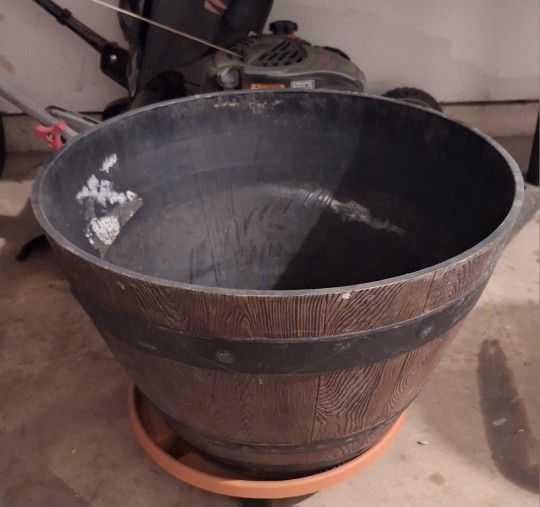 Plastic Pot And Wheeled Plant Stand