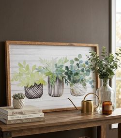 Modern Rustic Potted Plants Framed Wall Art