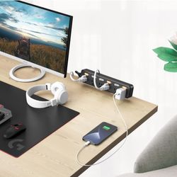 Desktop Desk Clamp Power Strip Outlets Individual Switches