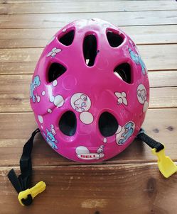 GIRLS TODDLER FUSCHIA BLUE BEAR PRINT HELMET