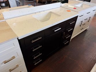 Bonheur 49 in. Single Sink Freestanding Black Bath Vanity with White Engineered Stone Top  49 x 22"   $650