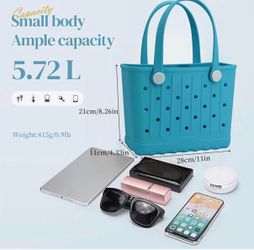 Rubber Tote Bag Small Beach Bag Waterproof Beach Tote Washable Travel Handbag for Sport Boat Market Outdoor