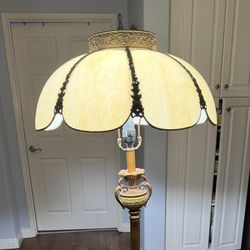 Antique Slag Glass Floor Lamp