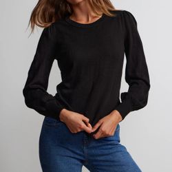 Madewell Women's Black Puff Sleeve Sweater Top Size 2XS