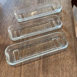 3 Vintage glass Corn Holders 