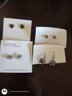 Four Pairs Beautiful Pierce Earrings. Gemstones And Diamonds. $10 Each Or $25 For All 4.