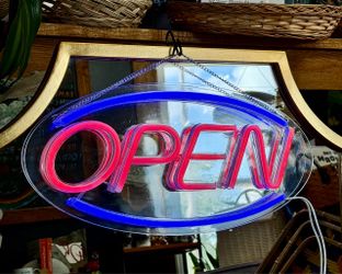Neon Open Sign with Chain Hanger