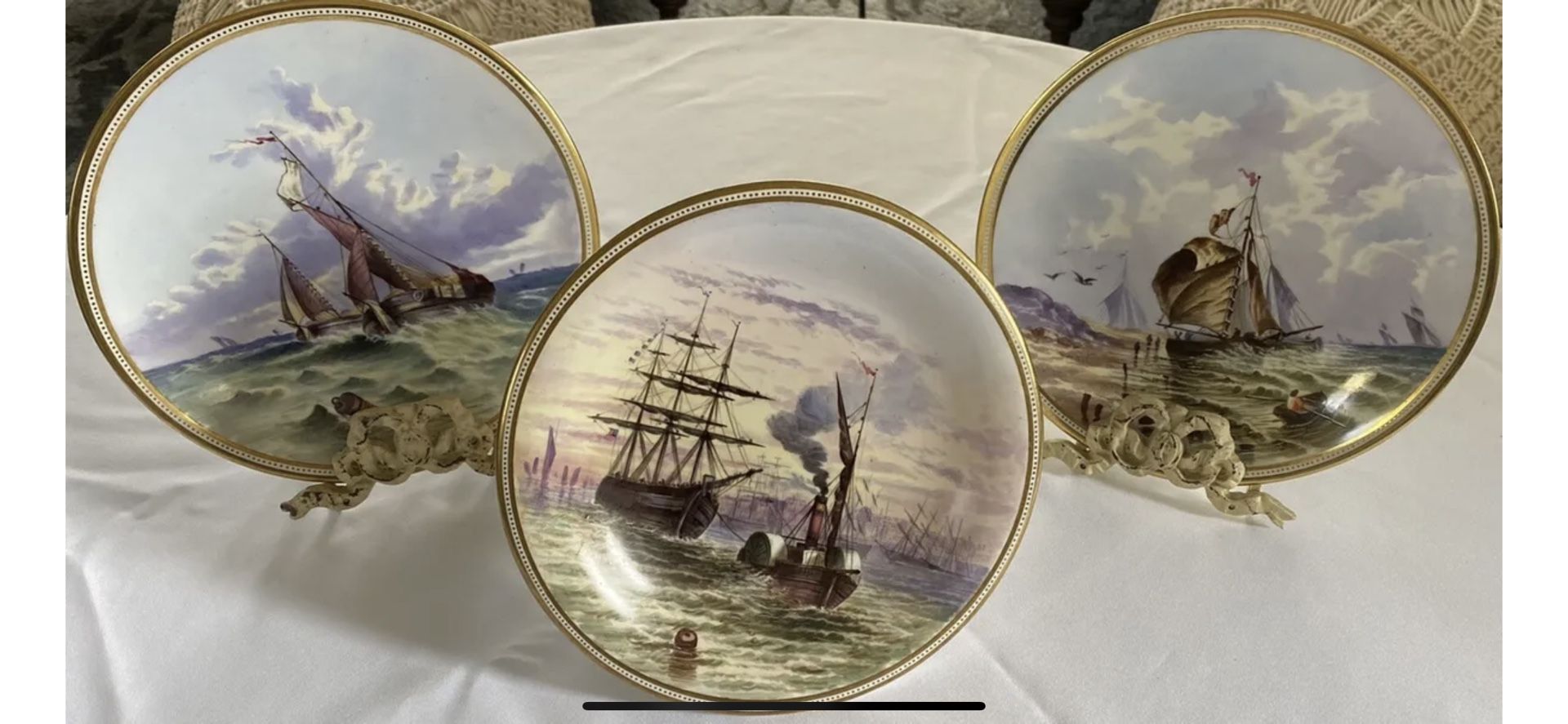 Rare Hand Painted Dish Set