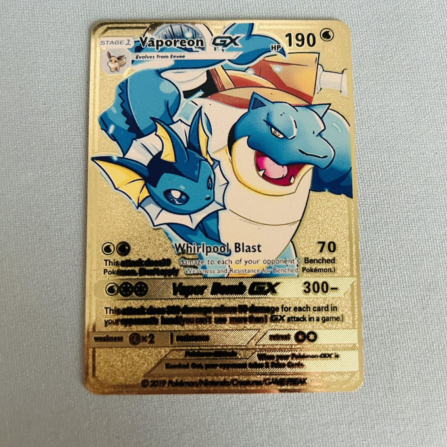 gold pokemon cards for sale Pokemon Vaporeon GX Custom Golden Orica Trading Card for Sale in Fullerton,  CA