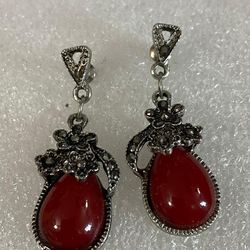 Aretes stainlend piedras joyería antigua