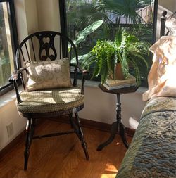 Beautiful Antique Karpen of Chicago Colonial Revival Windsor Armchair w/ Rush Seat & Cushion