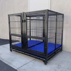 $230 (Brand New) X-Large 49” heavy duty folding dog cage 49x38x43” double-door kennel w/ divider 