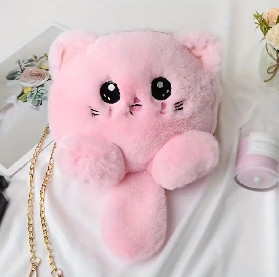 Girl's Plush Crossbody Bag | Cute Cat Plush Bag, Backpack | Makeup Bag For Travel, Birthday Gift For Girls 😻💕