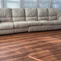Sectional Beige Leather Couch & Sleeper Sofa