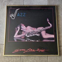 Some Like It Hot Vtg 1982 Jazz Lithograph Poster Framed 24x24" Sexy Pin Up