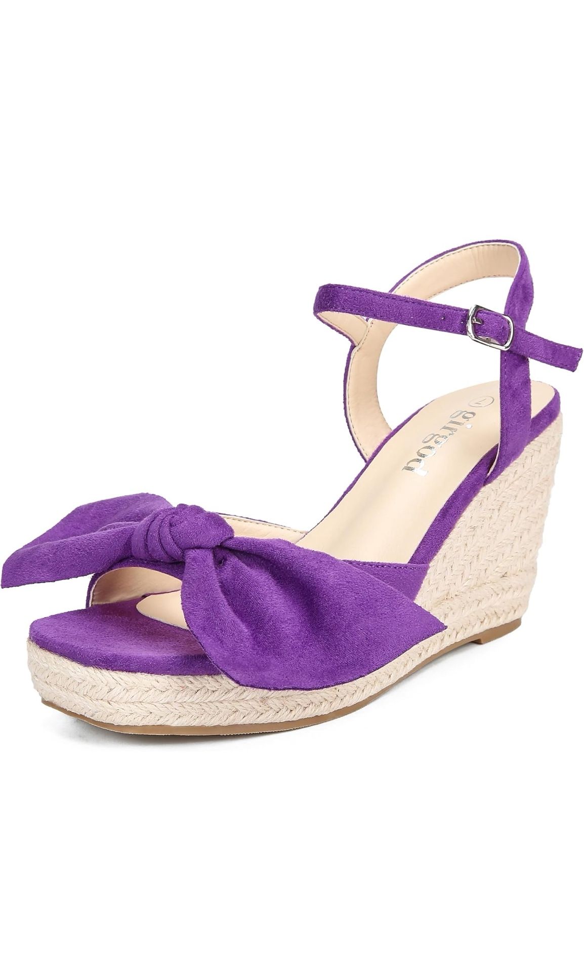 New Women’s Size 10 girgod Espadrilles Wedge Sandals for Women Bow Platform Wedges Heels Open Toe Ankle Strap Summer Wedding Wedges