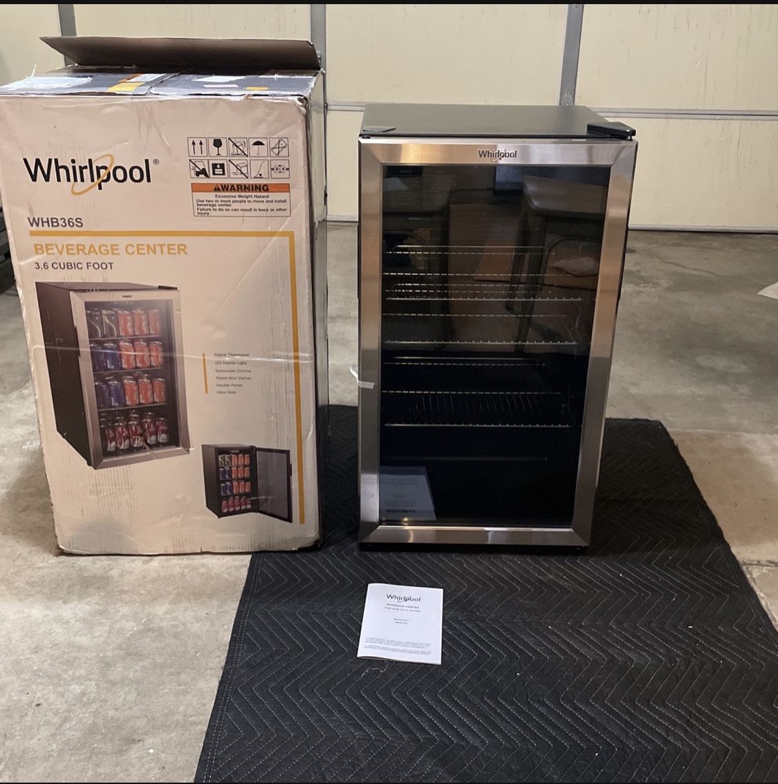 Whirlpool 3.6 Cubic Ft Mini Fridge Beverage Center WHB36S for Sale in