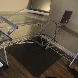 Glass L Shape Desk