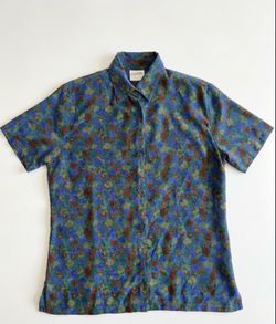 Vintage Charlotte Women’s Short Sleeve Button-Up Blouse Multicolor Floral Print