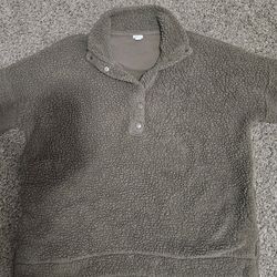 Aerie Sherpa Teddy Fleece Pullover Women’s Small Snap Neck Cozy Sweater