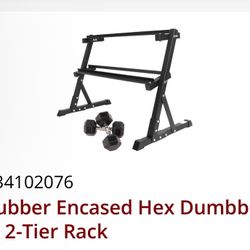 BRAND NEW!!! 2 Tier Dumbbell Rack With 25lb Dumbbells Included 