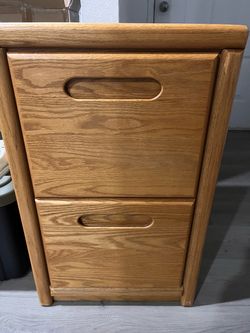 2-Drawer Oak Wood Filing Cabinet