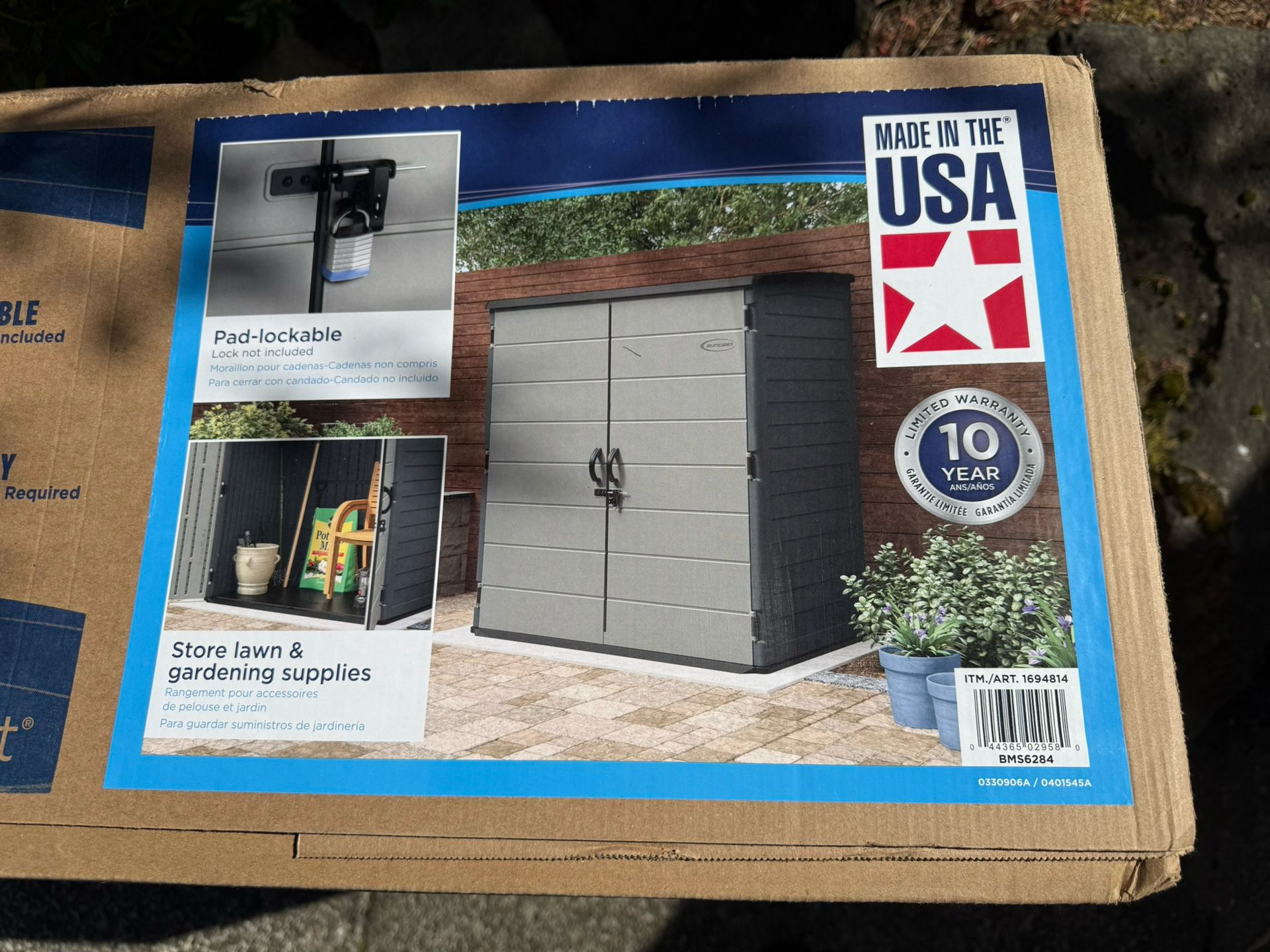 Storage Shed , 6’ x 4’ Large (New In Box) Lawn Garden Patio Suncast 