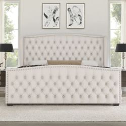 Brand New Creamy King Bed ( Mattress Sold Separately )