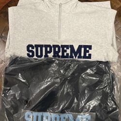 Supreme Collegiate Half Zip Pullover Ash Grey Black FW24 Week 8