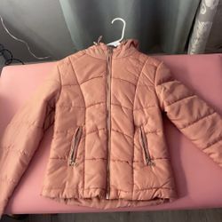 pink puffer jacket size small 