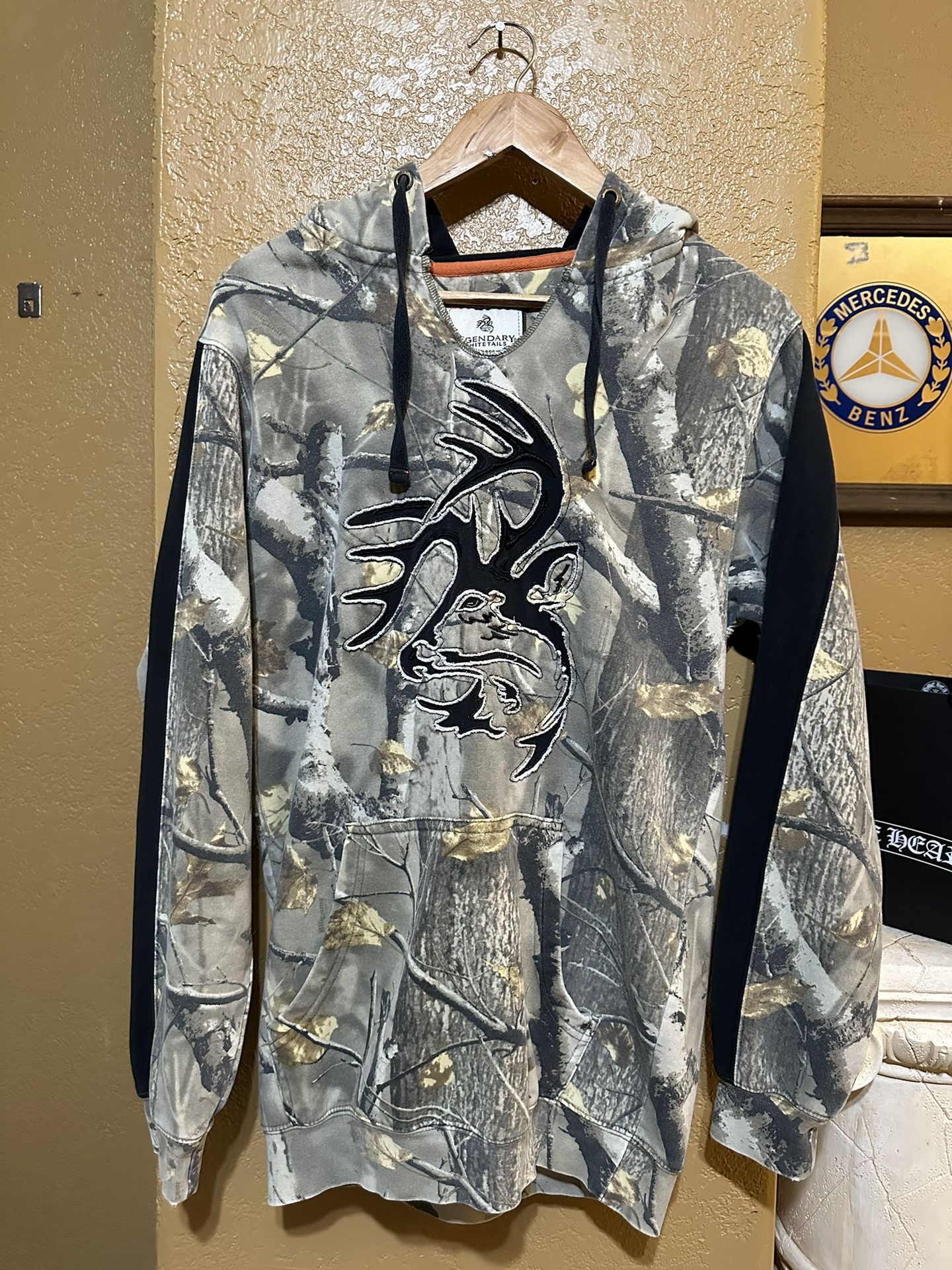 Y2K Faded Camo Mossy Oak Hoodie Small