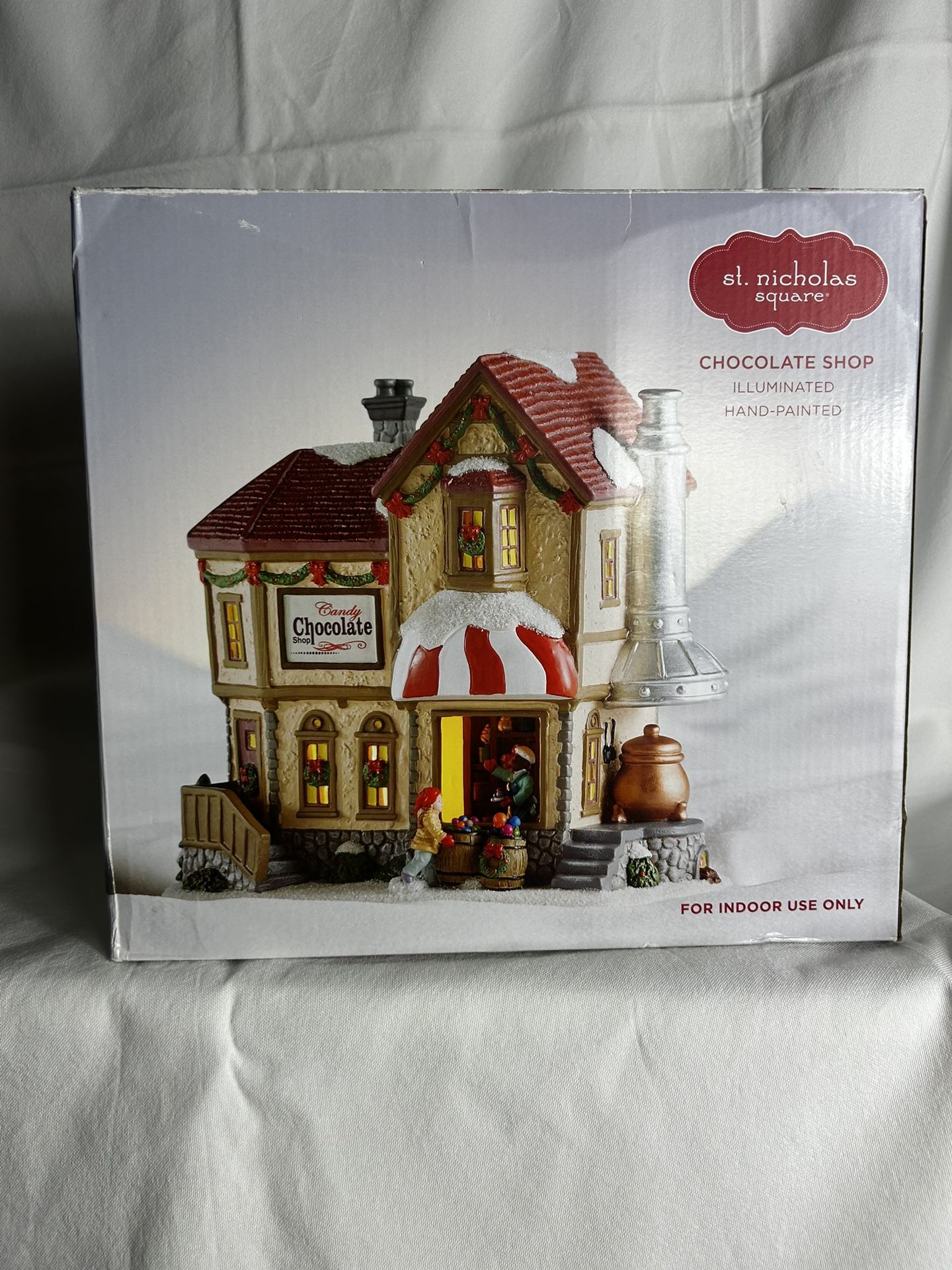 Lighted Christmas Decor | Holiday Candy Shop -St. Nicholas Square Chocolate Shop Village House