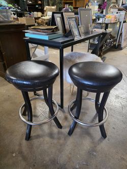 Pair Of Metal Swivel Stools, Price Is For Both, Each One Has A Tiny Slit On Top