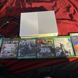 White Xbox One S, Good Condition, Games And HDMI Cord included