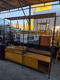 NEWIndustrial Wood and Metal Shelving Unit