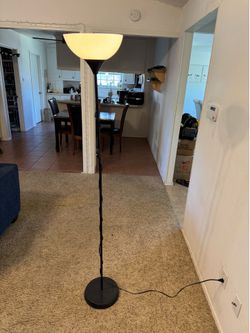 Black Torchiere Floor Lamp – Frosted Glass Shade – Works Great