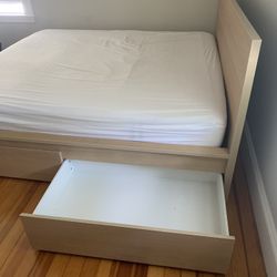 IKEA King Size Bed Frame and Myrbacka Mattress 