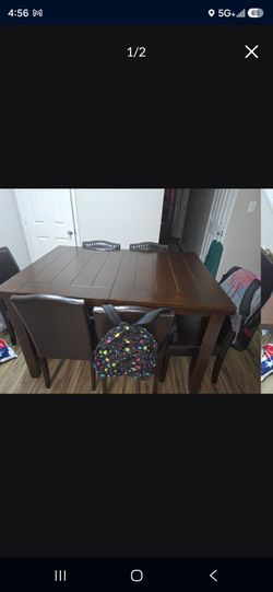 wood table with 6 chairs