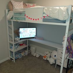 White Twin Loft Bed