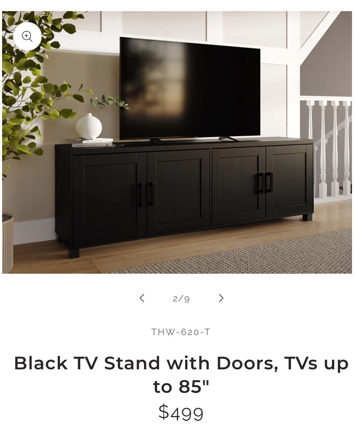 [Worth $500!] CorLiving Premium Luxury Black TV (Stand with Doors, TVs up to 85" (Pickup In Upland Today Only $200) 