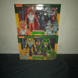 TMNT Neca 2 Packs Triceraton Infantryman And Roadkill Rodney & Zarax And Zork 2 Pack Action Figures New