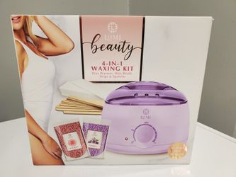 NEW Lomi Beauty Supply Supplies 4-in-1 Waxing Kit, a purple wax warmer, wax beads wooden spatulas GIFT