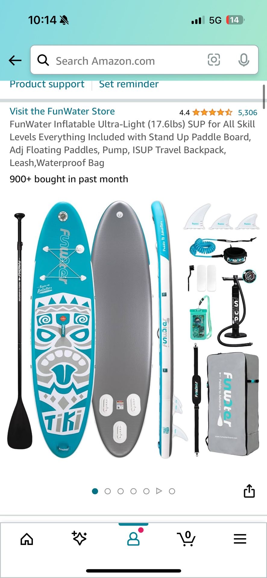 FunWater Inflatable Ultra-Light (17.6lbs) SUP for All Skill Levels Everything Included with Stand Up Paddle Board, Adj Floating Paddles, Pump, ISUP Tr